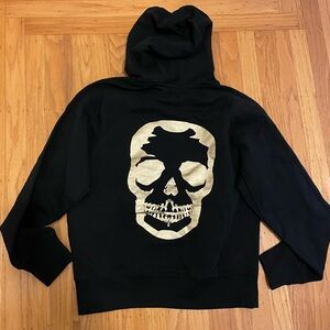 Adding and Voltaire Black Hoodie with Gold Skull Design